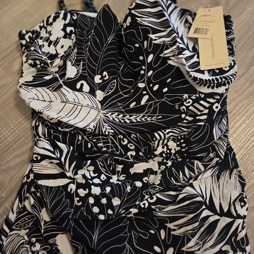 Gottex Monochrome Leaf Pattern Swimsuit 20W